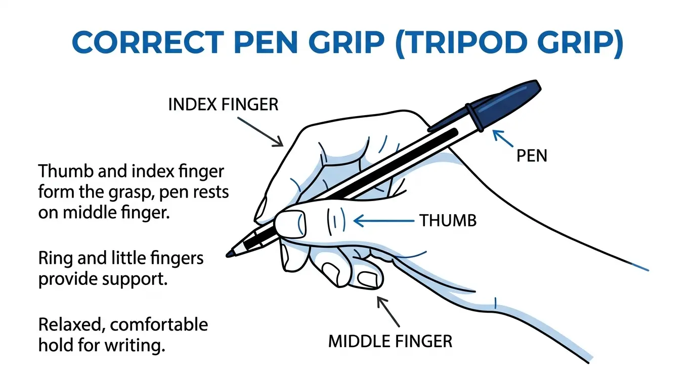 correct pen grip technique for better handwriting